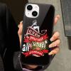 iPhone 14 glass case with 'Love is served under all weather' design, protective and stylish.