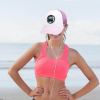 Woman wearing pink and white baseball cap with mesh back, perfect for outdoor activities, Inkedjoy