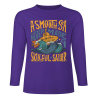 Purple pure cotton long sleeve T-shirt featuring "ASMOOTH ARE MADE OF SOULFULLY" graphic, casual wear.