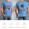 Light blue cotton Fearless Tiger graphic tee, front and back view, collection.