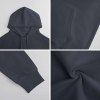 Navy blue cotton hooded sweater detail, showcasing fabric texture and design, perfect for youth fashion.