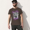 Brown cotton men's 'Fearless Tiger' graphic tee, front and back print