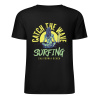 Black cotton short-sleeved T-shirt, "Catch The Wave Surfing" back print, summer fashion.