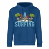 Blue cotton California Surfing hoodie, loose fit, suitable for daily wear.