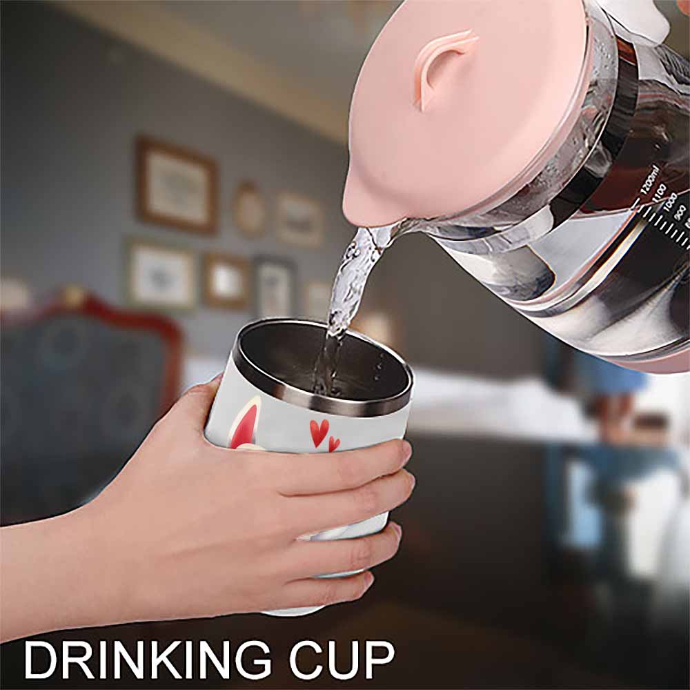 Stainless steel insulated cup being filled with liquid, Inkedjoy drink cup