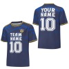 Navy blue football suit set with "TEAM NAME 10" design. Comfortable mesh fabric for sports.