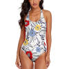 Floral print ladies one-piece swimsuit, featuring adjustable straps and a flattering design for all body types.