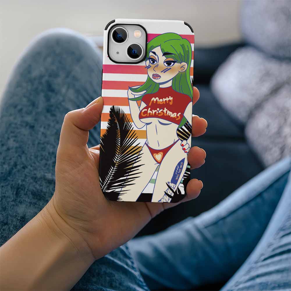 iPhone 13 fiber skin case featuring cartoon design and feather, comfortable grip and scratch-resistant protection.