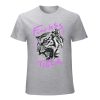 Gray 100% Cotton Men's T-shirt with Fearless Tiger print. collection, pure cotton.