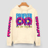 Cream cotton FOREVER 99 graphic hoodie, donut design with DAKUM and sleeve prints, youth fashion style.