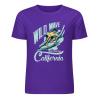 Purple cotton surfing T-shirt with 'Wild Wave California' design, summer fashion