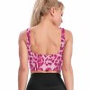 Pink leopard print yoga vest with wide straps, comfortable and breathable sports bra
