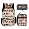 Three-piece set: schoolbag, lunch bag, and pencil case with cute dog pattern