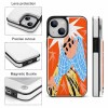 iPhone 14 case with card slot, artistic design, and magnetic buckle, shockproof