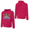 Hot pink cotton hoodie with CALIFORNIA SURFING graphic, loose fit, for daily wear