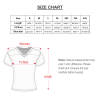 Size chart for fully printing clothing uniforms, including length, bust, shoulder measurements.