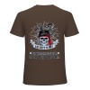 Brown cotton Fearless Tiger men's T-shirt, featuring skull graphic print,collection