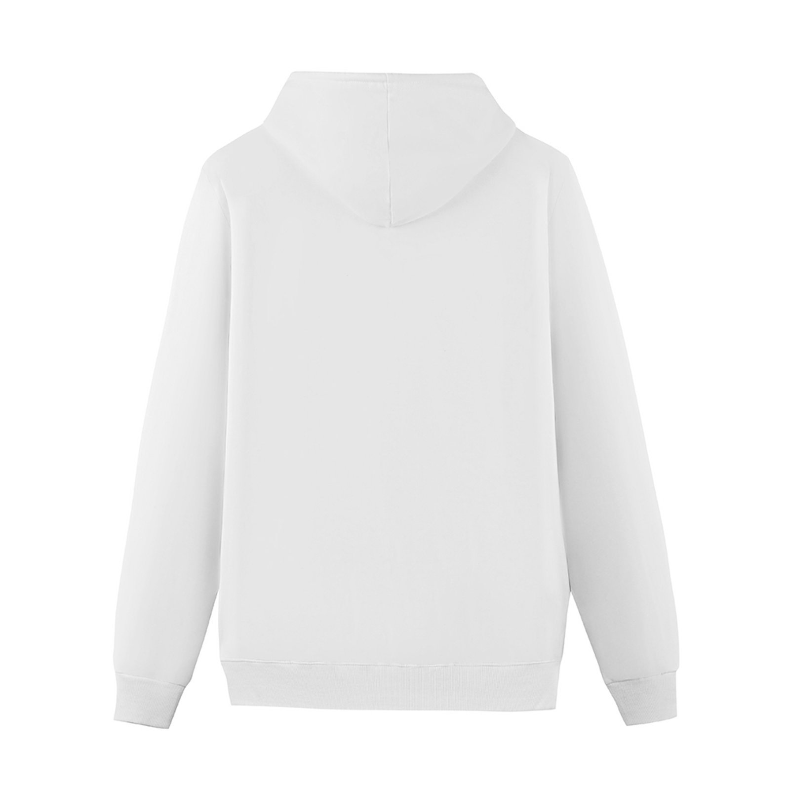Women's white hoodie sweatshirt, cotton blend, drawstring hood, comfortable for spring and autumn wear.