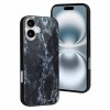 iPhone 16 series glass case with marble design, scratch-resistant protection.