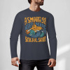 Dark blue cotton long sleeve t-shirt with graphic, casual wear, featuring ASMOOTH ARE MADE OF SOULFUL design