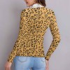 Leopard print lapel sweater with white turtleneck - Winter fashion