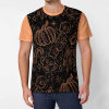 Ice silk all-print T-shirt with a black and orange pumpkin pattern, perfect for summer wear.