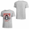 Gray cotton short sleeve T-shirt with American Legend gorilla graphic print, summer fashion.