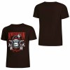 Brown cotton short-sleeved T-shirt with "AMERICAN LEGEND" gorilla graphic print, summer fashion.