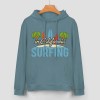 Blue cotton California Surfing hoodie, loose fit, for daily wear, with graphic.