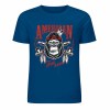 Blue cotton short sleeve T-shirt with American Legend gorilla graphic print, summer fashion