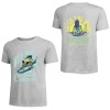 Grey cotton surfing tee, front and back print: surfer design, summer fashion.