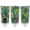 20 oz Stainless Steel Travel Mug with green leaves pattern and a woman design, perfect for outdoor and car use