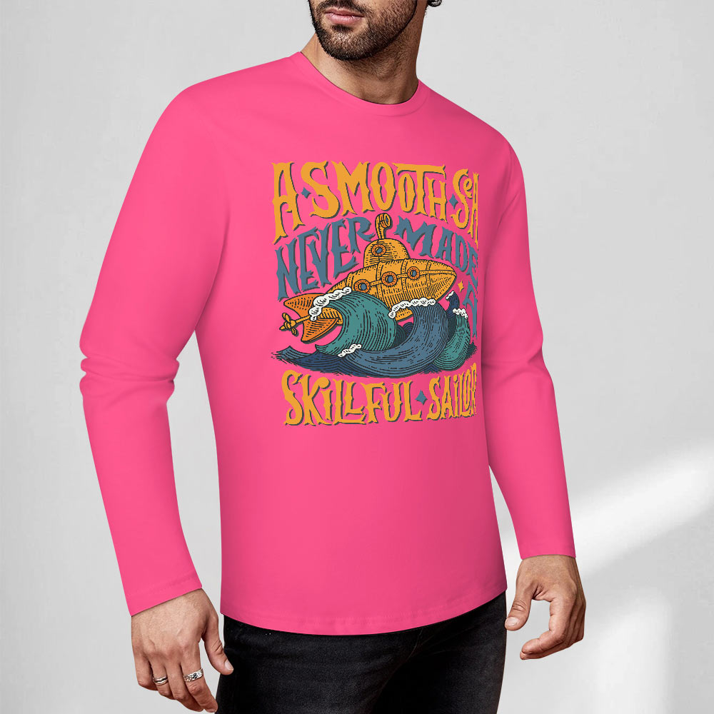 Pink pure cotton long sleeve T-shirt featuring ASMOOTH ARE MADE OF SOULFULLY graphic design for casual wear