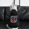 Black pet suit with colorful graphic, polyester cotton fabric, hip-hop style for pets, perfect for outdoor adventures
