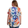 Ice Silk V-neck short sleeve women's shirt with colorful abstract print, perfect for casual wear.