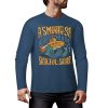 Dark blue ASMODUS Shark Attack long sleeve pure cotton T-shirt for casual wear