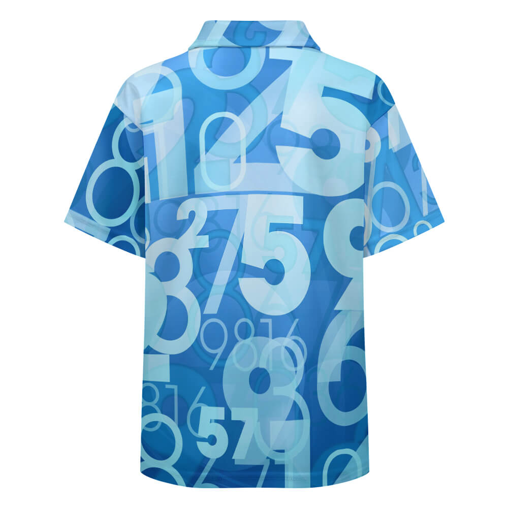 Blue New Kid's Children's polo shirt with number pattern, pique cloth