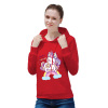 Women's red cotton blend hoodie sweatshirt with unicorn design, comfortable fit