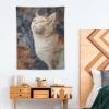 Super Soft Polyester Wall Tapestry featuring a vertical print of a curious cat, perfect for bedroom decor.