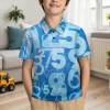 Blue New Kid's children's polo shirt with numbers pattern, pique cloth