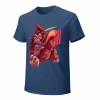 Men's blue cotton t-shirt with a red monster graphic print | Inkedjoy
