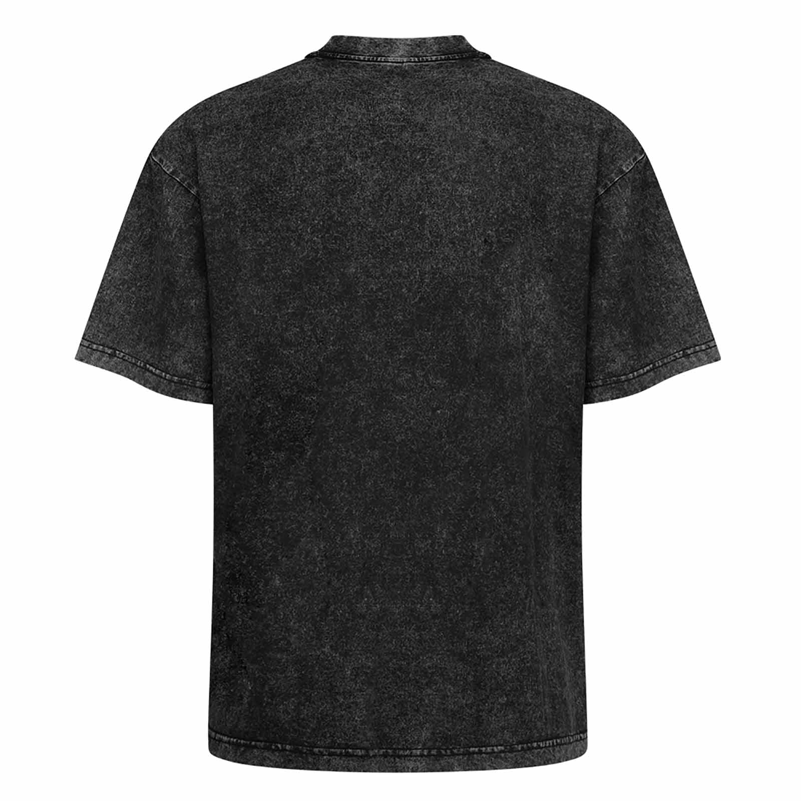 Black vintage wash off-shoulder short-sleeved T-shirt, cotton fabric, casual daily wear