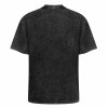 Black vintage wash off-shoulder short-sleeved T-shirt, cotton fabric, casual daily wear
