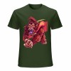 Green cotton men's t-shirt with red monster graphic print | Inkedjoy design