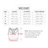 Size chart for ladies' slim comfortable yoga vest, showing measurements in cm and inches.