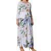 Plus Size Crew Neck Long Sleeve Dress with floral pattern, soft and comfortable, suitable for all seasons.