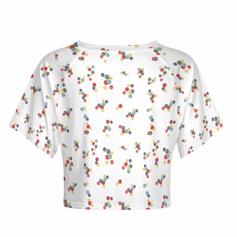 White floral print brushed milk silk short-sleeved navel-exposed shirt, perfect for casual wear.