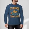 Dark blue pure cotton long sleeve t-shirt with 'A SMOOTH SHAKER' graphic for casual wear