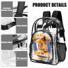 Black transparent PVC backpack showcasing product details, durable and stylish design perfect for work and travel.