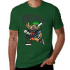 Green  Men's T-shirt featuring cartoon baseball player graphic and 'Just Do It' print, 100% cotton, breathable.